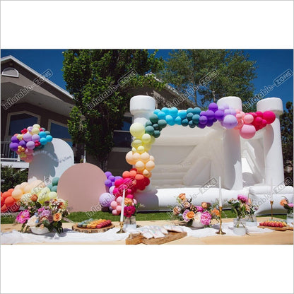 Inflatable White Bounce House With Slide For Party /Wedding - Inflatable-Zone