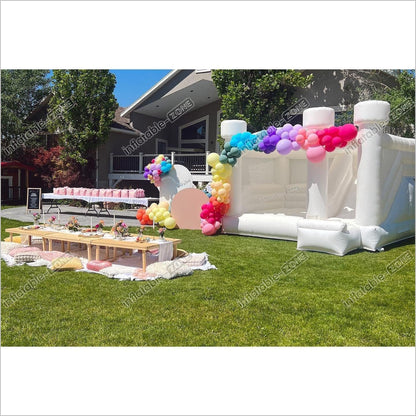 Inflatable White Bounce House With Slide For Party /Wedding - Inflatable-Zone