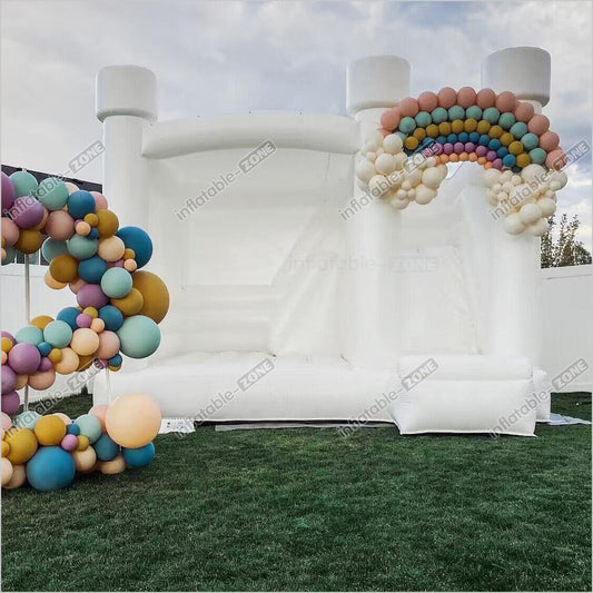 White Bounce House Bouncy Castle Wedding White Bounce House White Jump Castle - Inflatable-Zone