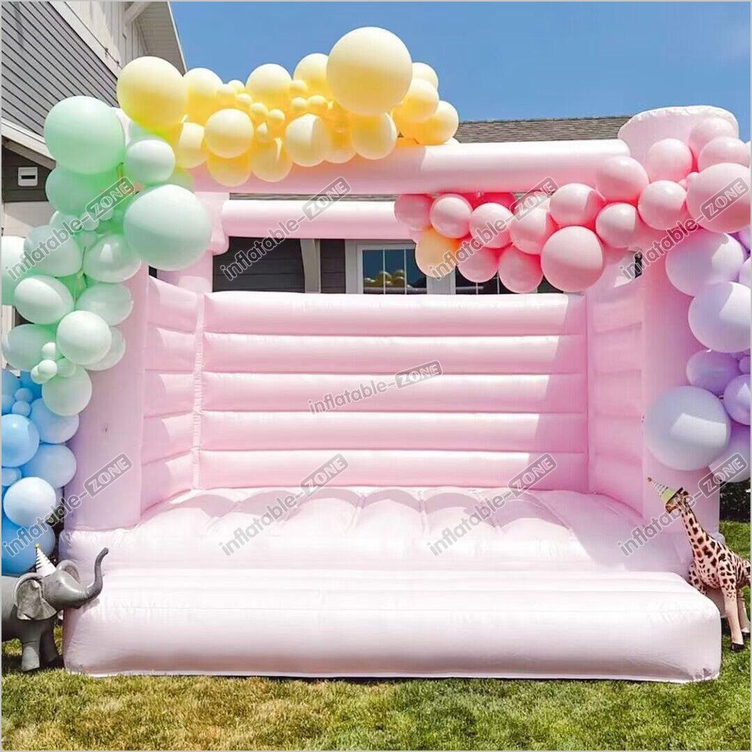 Pastel Pink Wedding Bounce Castle, Beautiful Pink Color Bounce House - Inflatable-Zone