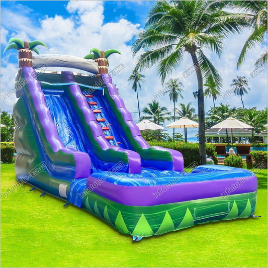 Inflatable Water Slide Wet Dry Tropical Waterfall Commercial Blow Up Pool Waterslides For Backyard - Inflatable-Zone