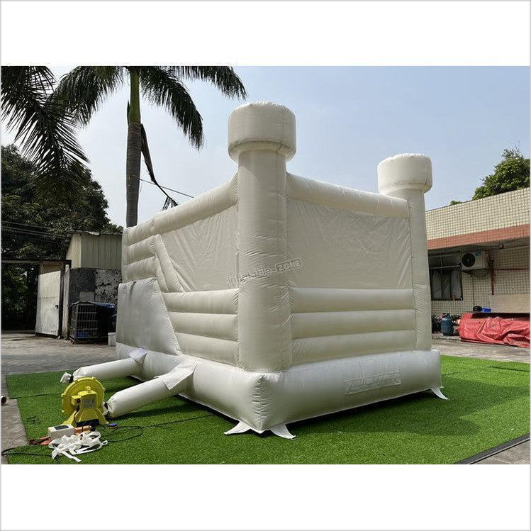 White Wedding Bounce House, Romantic Bouncy Castle With Slide - Inflatable-Zone