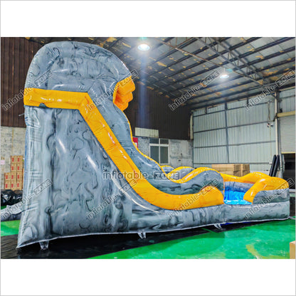 Single Lane Wave Inflatable Water Slide Commercial Party Big Waterslide With Splash Pool For Kids - Inflatable-Zone