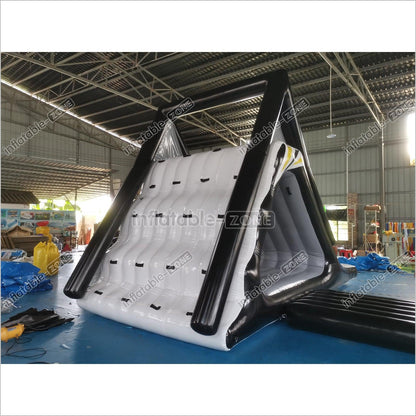 New Black Inflatable Water Floating Trampoline Combo With Launch And Slide - Inflatable-Zone