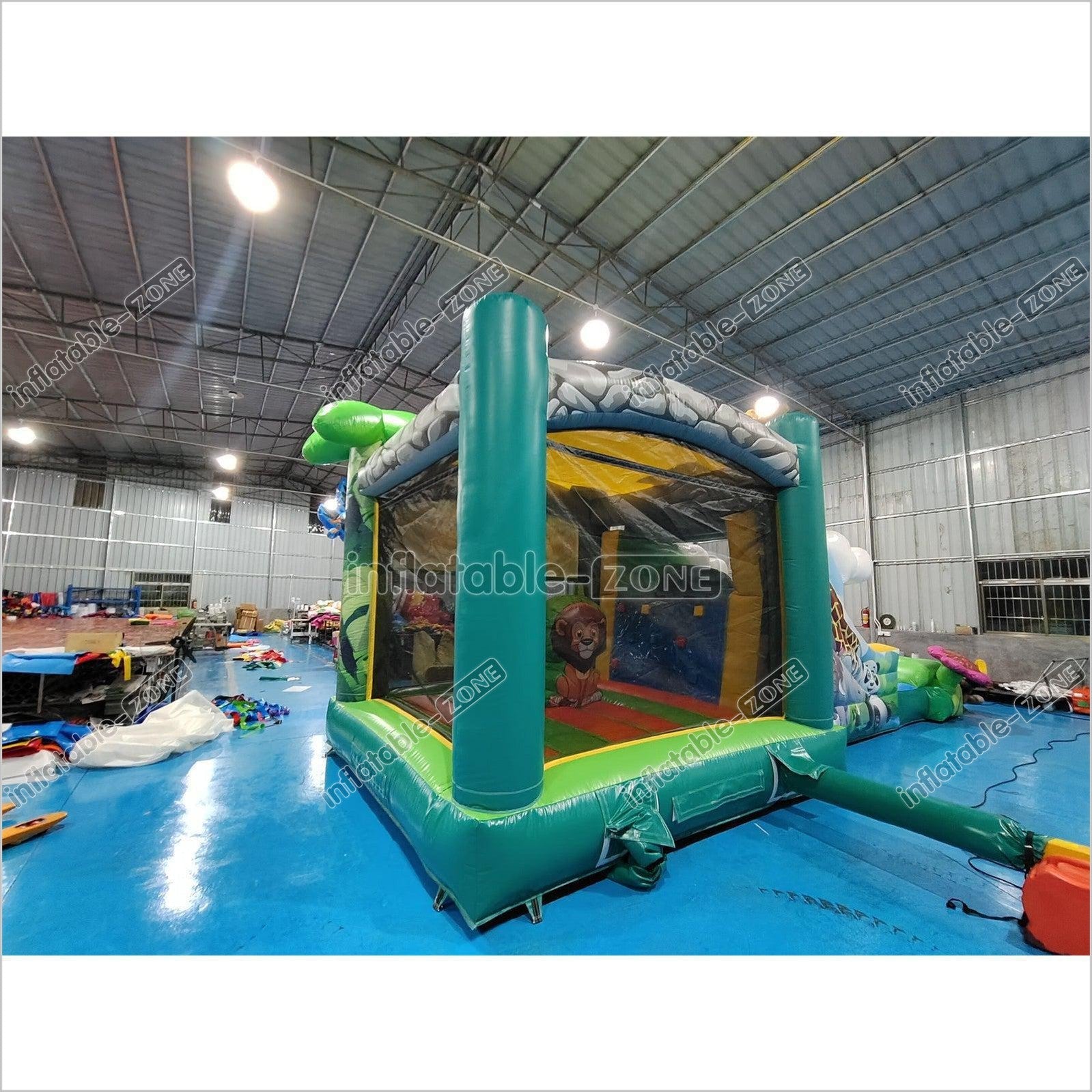 Inflatable Zoo Bounce House Forest Zoo Bouncy Castle With Slide - Inflatable-Zone