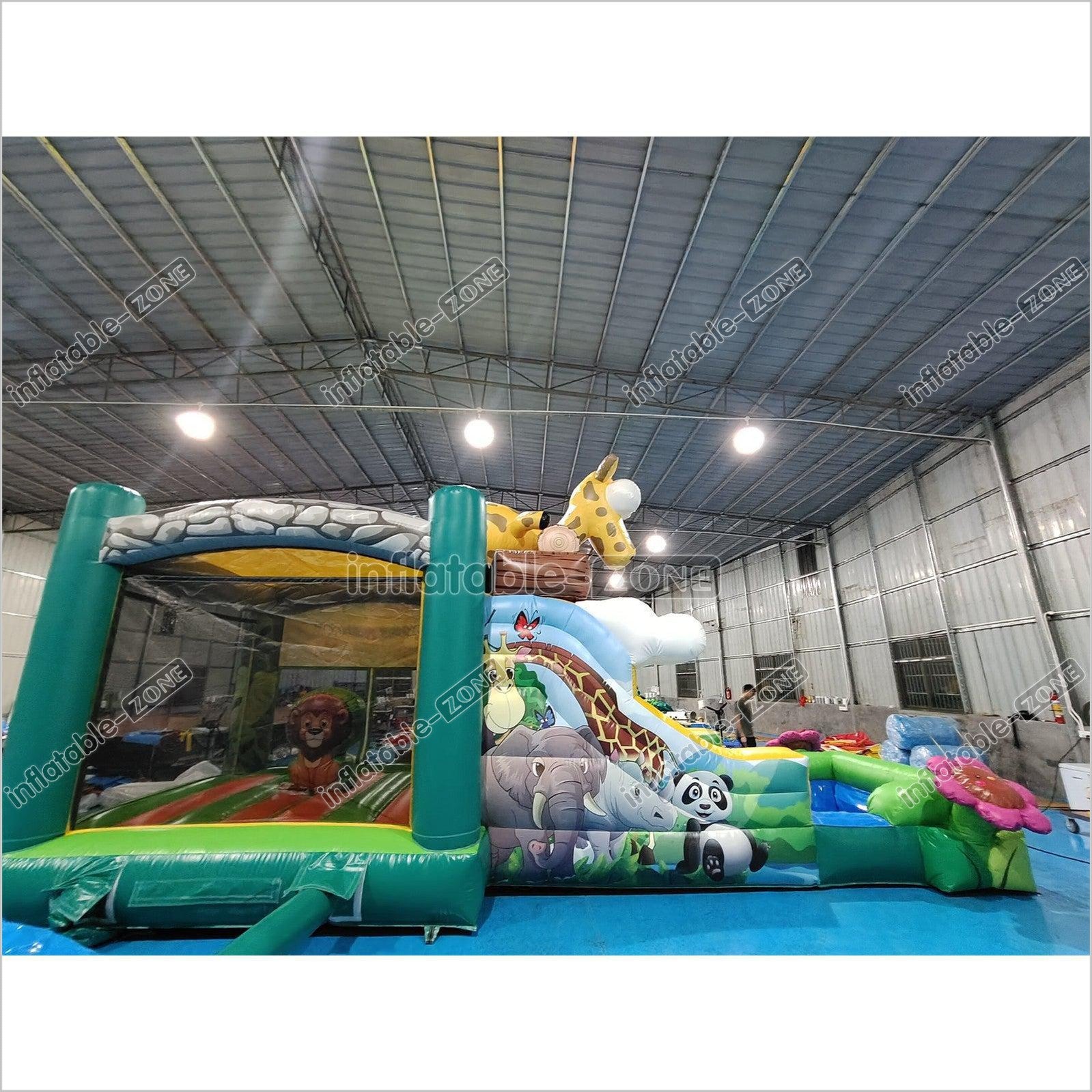 Inflatable Zoo Bounce House Forest Zoo Bouncy Castle With Slide - Inflatable-Zone