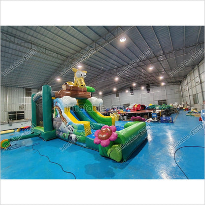 Inflatable Zoo Bounce House Forest Zoo Bouncy Castle With Slide - Inflatable-Zone