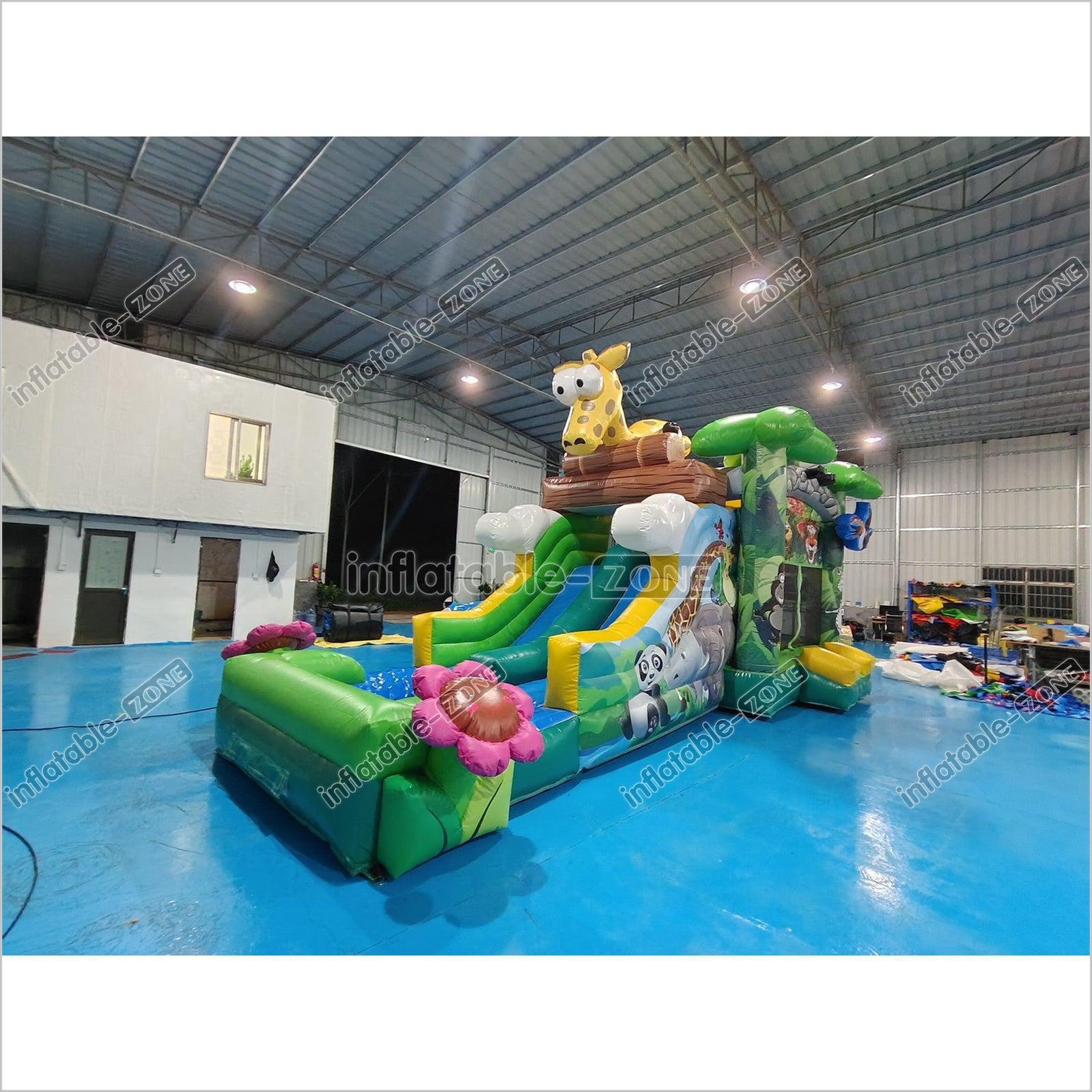 Inflatable Zoo Bounce House Forest Zoo Bouncy Castle With Slide - Inflatable-Zone
