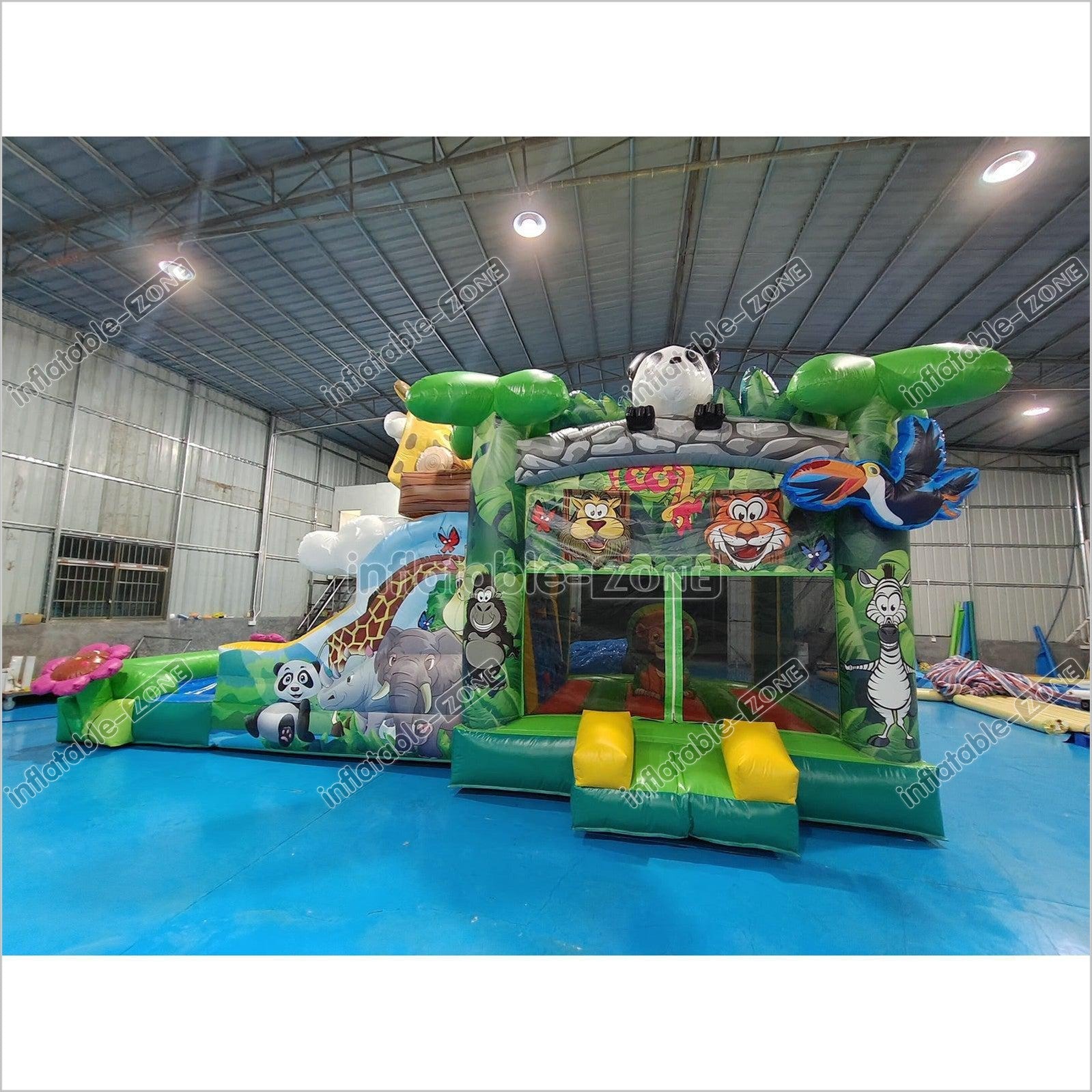 Inflatable Zoo Bounce House Forest Zoo Bouncy Castle With Slide - Inflatable-Zone