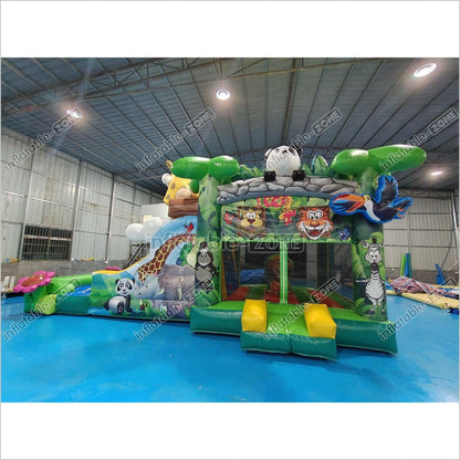 Inflatable Zoo Bounce House Forest Zoo Bouncy Castle With Slide - Inflatable-Zone