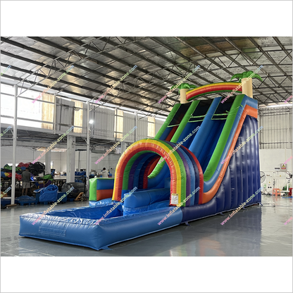 Forest Theme Inflatable Water Slide Blow Up Slide Long Rainbow Color Inflatable Slides