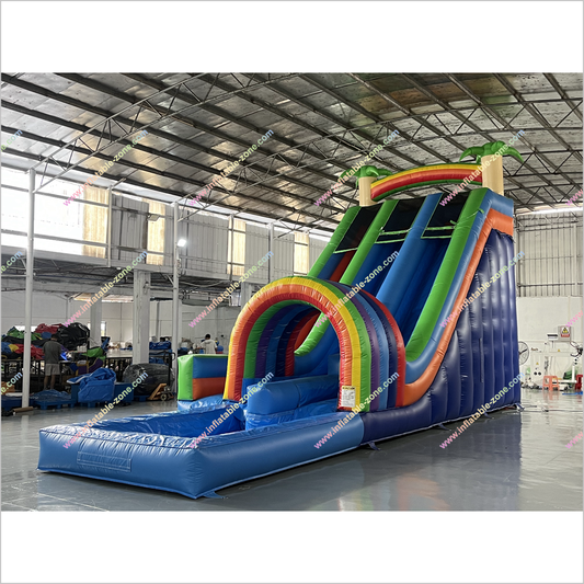 Forest Theme Inflatable Water Slide Blow Up Slide Long Rainbow Color Inflatable Slides