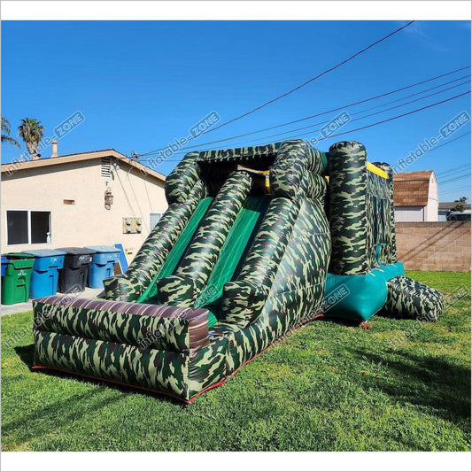 Inflatable Camouflage Bounce House With Slide For Kids, Outdoor Bounce Castle For Event - Inflatable-Zone