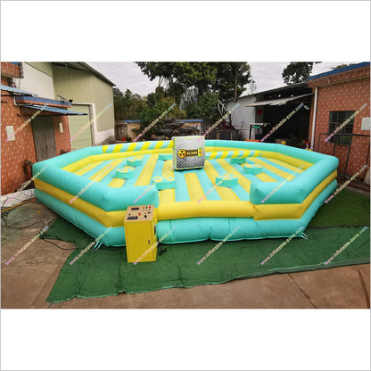 Meltdown Jumper Rental Inflatable Wipeout Trampoline Devil Wheel Mechanical Toxic Meltdown Inflatable Game For Multiplayer