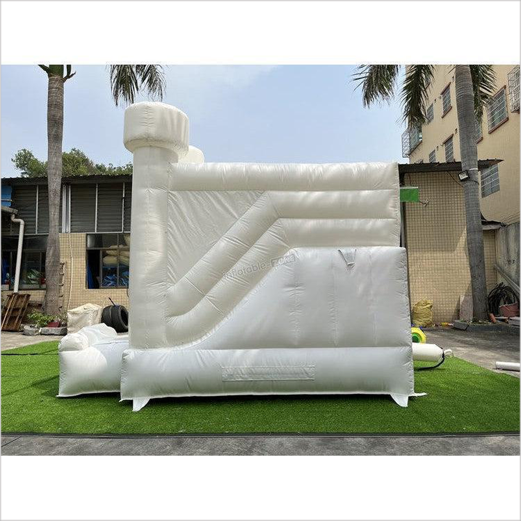 White Wedding Bounce House, Romantic Bouncy Castle With Slide - Inflatable-Zone