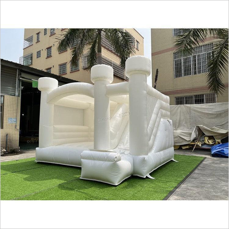 White Wedding Bounce House, Romantic Bouncy Castle With Slide - Inflatable-Zone