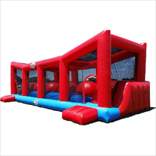 Funny 0.55 Mm PVC Tarpualin Red Inflatable Wipeout Game Obstacle Course - Inflatable-Zone
