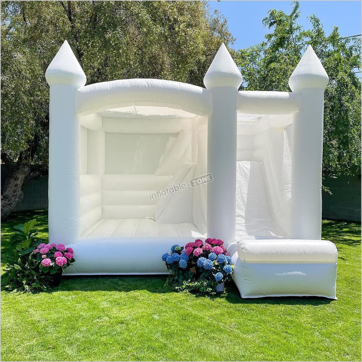 White Wedding Bouncy Castle, White Bouncy House For Wedding/Party - Inflatable-Zone