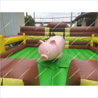 Challenge Fun Inflatable Mechanical Rodeo Pig Experience Theme Park Bull Riding Machine For Sale
