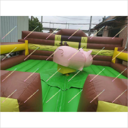 Challenge Fun Inflatable Mechanical Rodeo Pig Experience Theme Park Bull Riding Machine For Sale