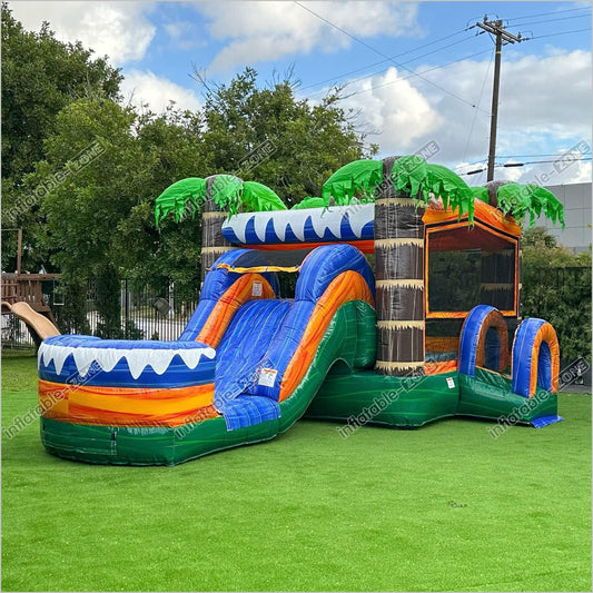 Ocean Inflatable Bounce House Water Slide Combo With Splash Pool Jumper - Inflatable-Zone