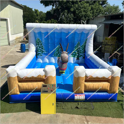 Christmas Elk Funny Outdoor Playground Bull Rides Inflatable Mechanical Bullfighting Machine Mechanical Reindeer Rental