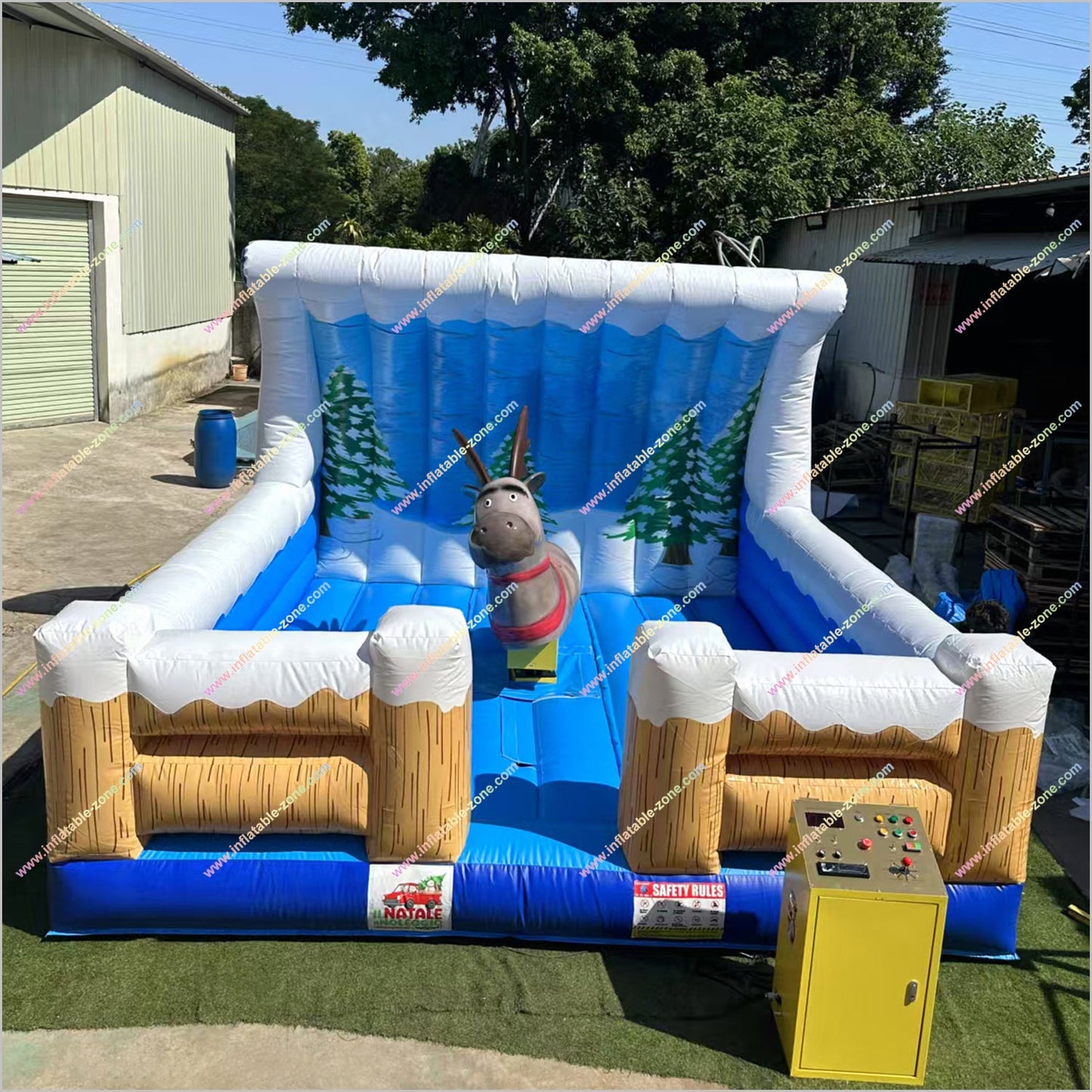 Christmas Elk Funny Outdoor Playground Bull Rides Inflatable Mechanical Bullfighting Machine Mechanical Reindeer Rental
