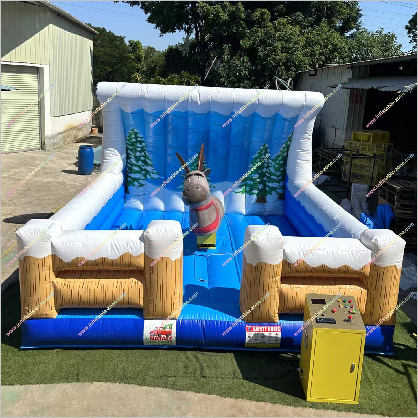 Christmas Elk Funny Outdoor Playground Bull Rides Inflatable Mechanical Bullfighting Machine Mechanical Reindeer Rental