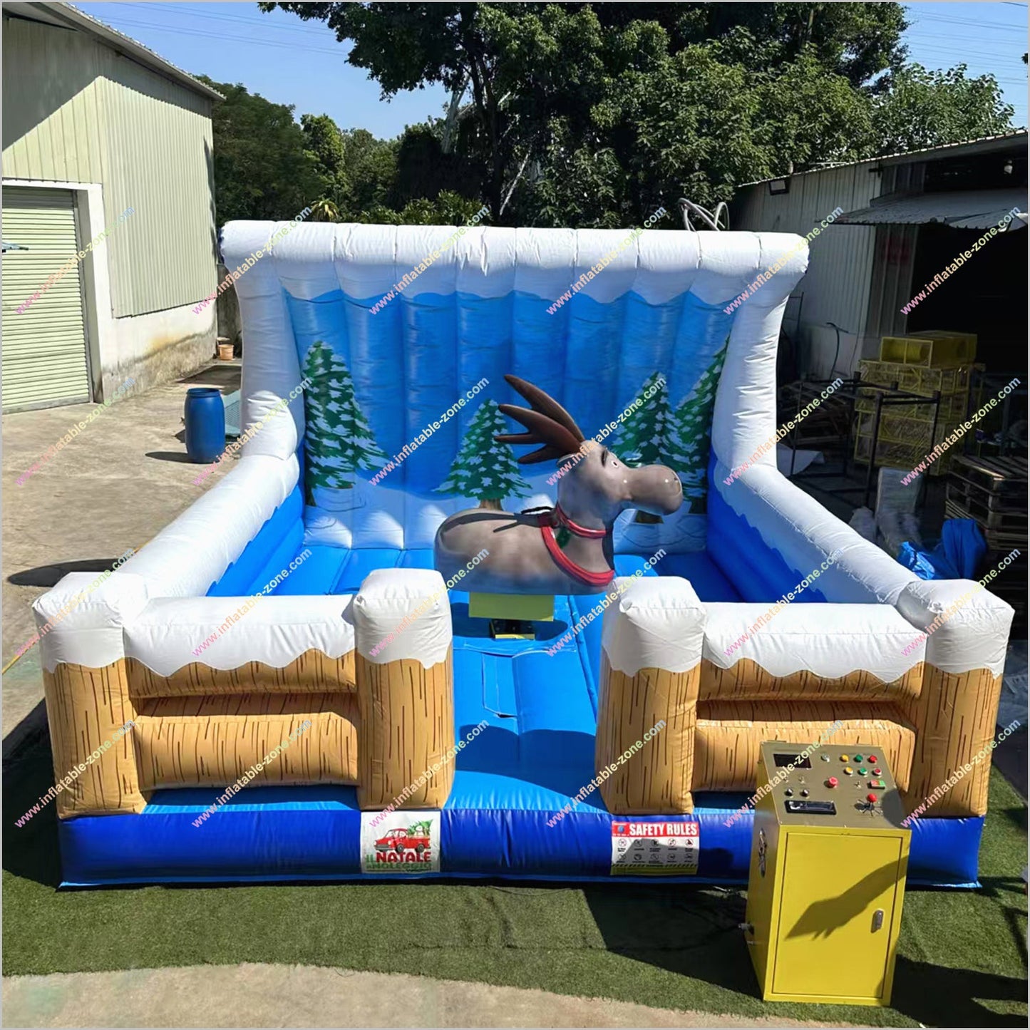 Christmas Elk Funny Outdoor Playground Bull Rides Inflatable Mechanical Bullfighting Machine Mechanical Reindeer Rental