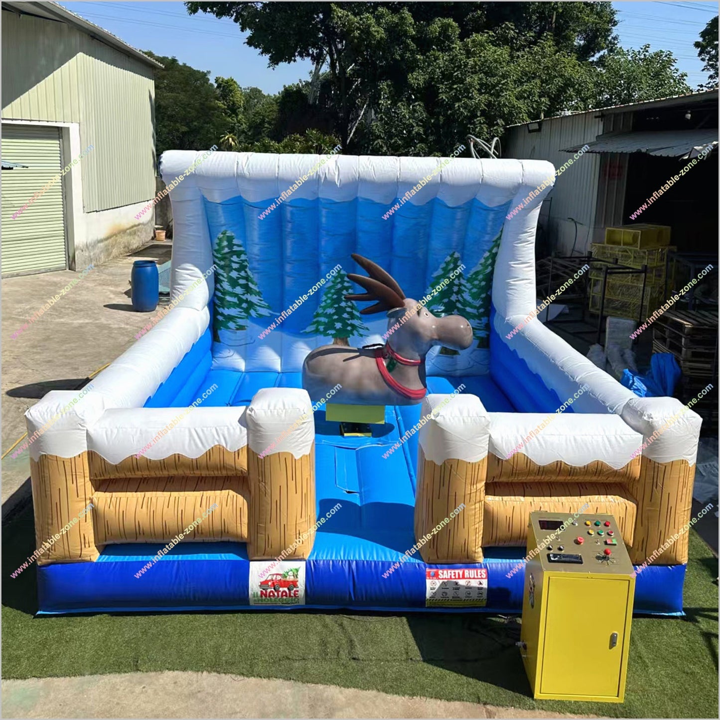 Christmas Elk Funny Outdoor Playground Bull Rides Inflatable Mechanical Bullfighting Machine Mechanical Reindeer Rental