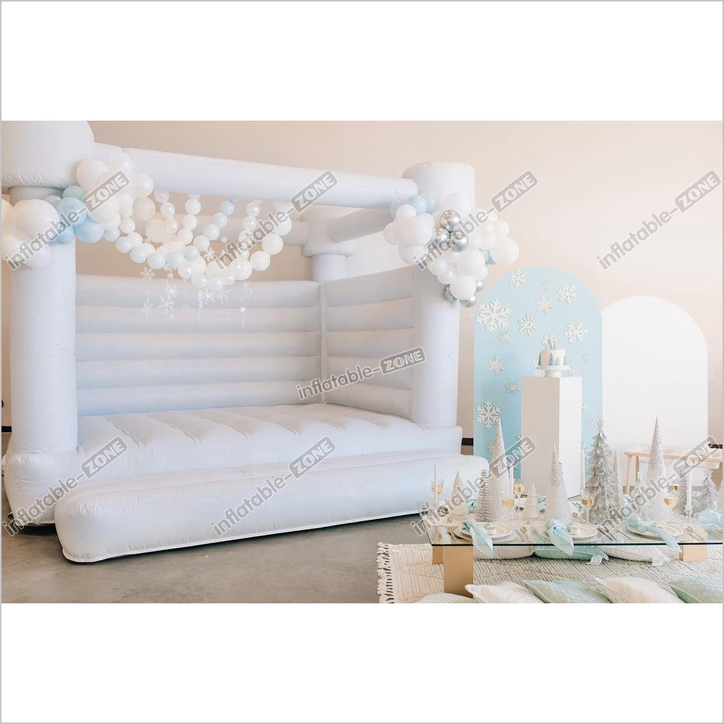 Romantic White Wedding Bouncy House Outdoor Party - Inflatable-Zone