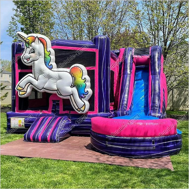 Unicorn Bouncy Castle Water Inflatable Bounceland Ultimate Combo Bounce House With Slide - Inflatable-Zone