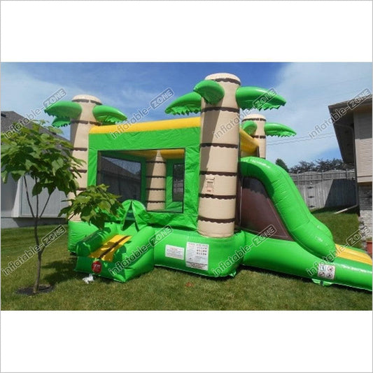 Tropical Island Bounce House Castle Combo Palm Beach Party Giant Inflatable Slide Bouncer - Inflatable-Zone