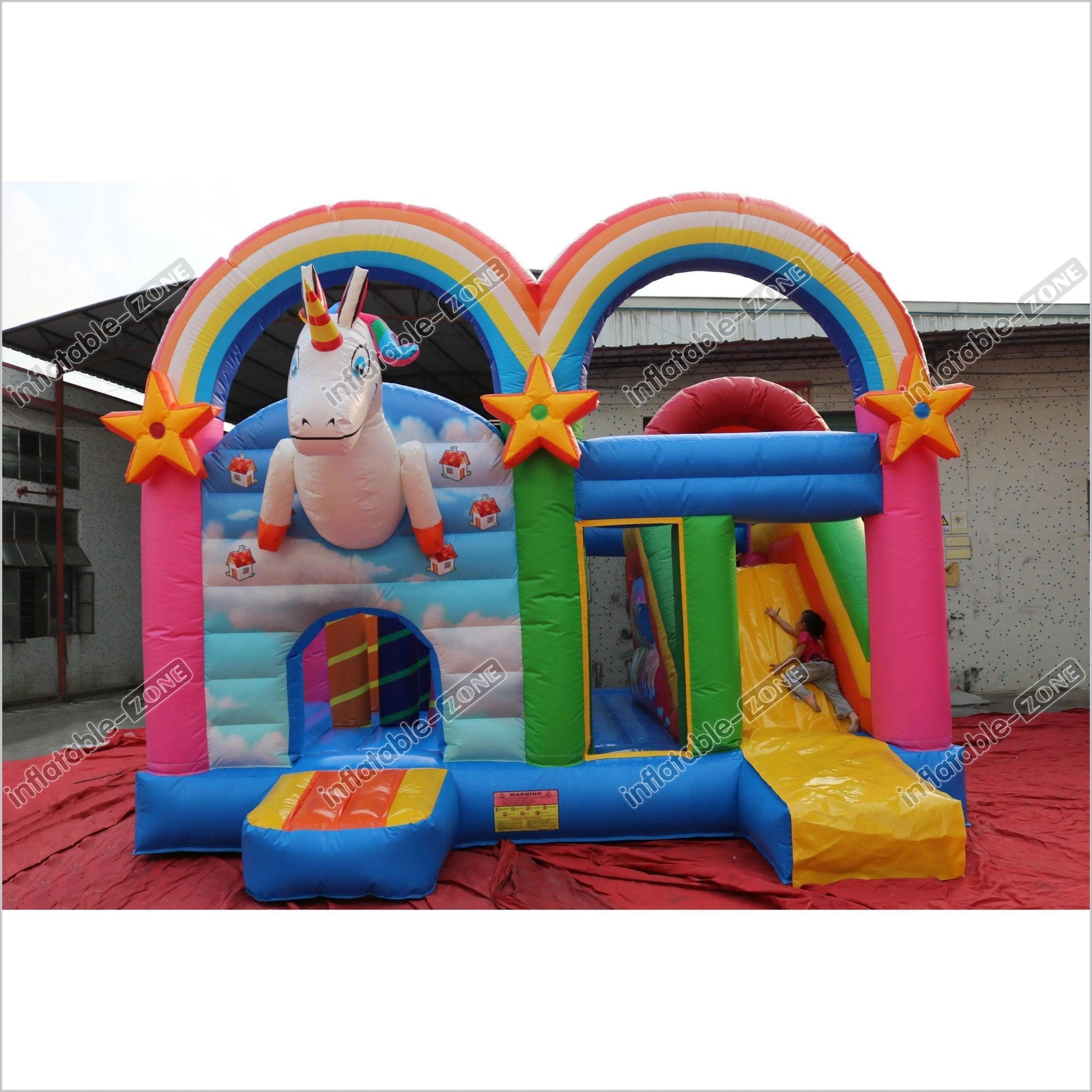Bounce Unicorn Commercial Moonwalks Large Bouncy Rainbow Jumping Castle Slide Combo - Inflatable-Zone