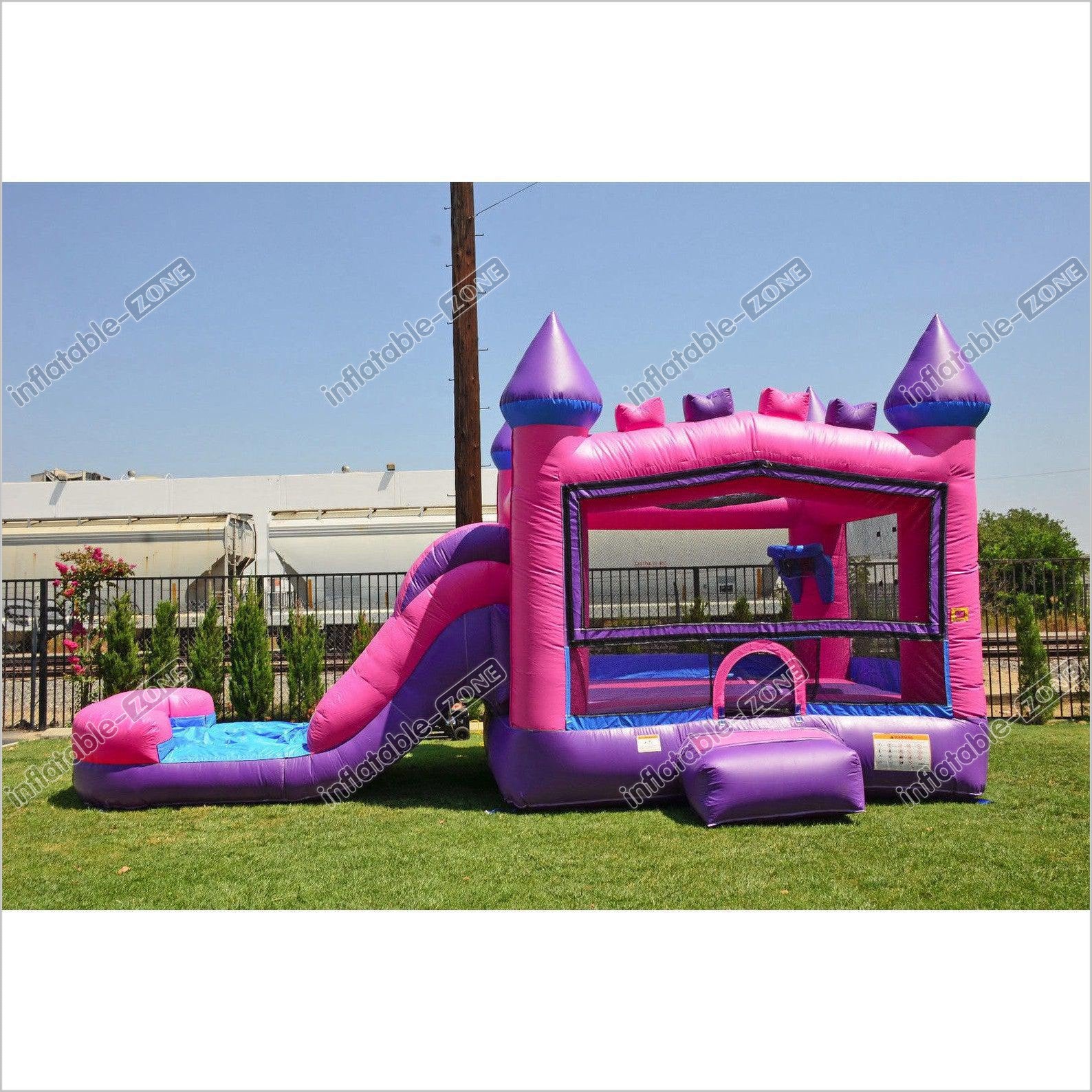 Princess Castle Bounce House 4 In 1 Wet Dry Combo Pink Bouncy Jump And Slide Entertainment - Inflatable-Zone