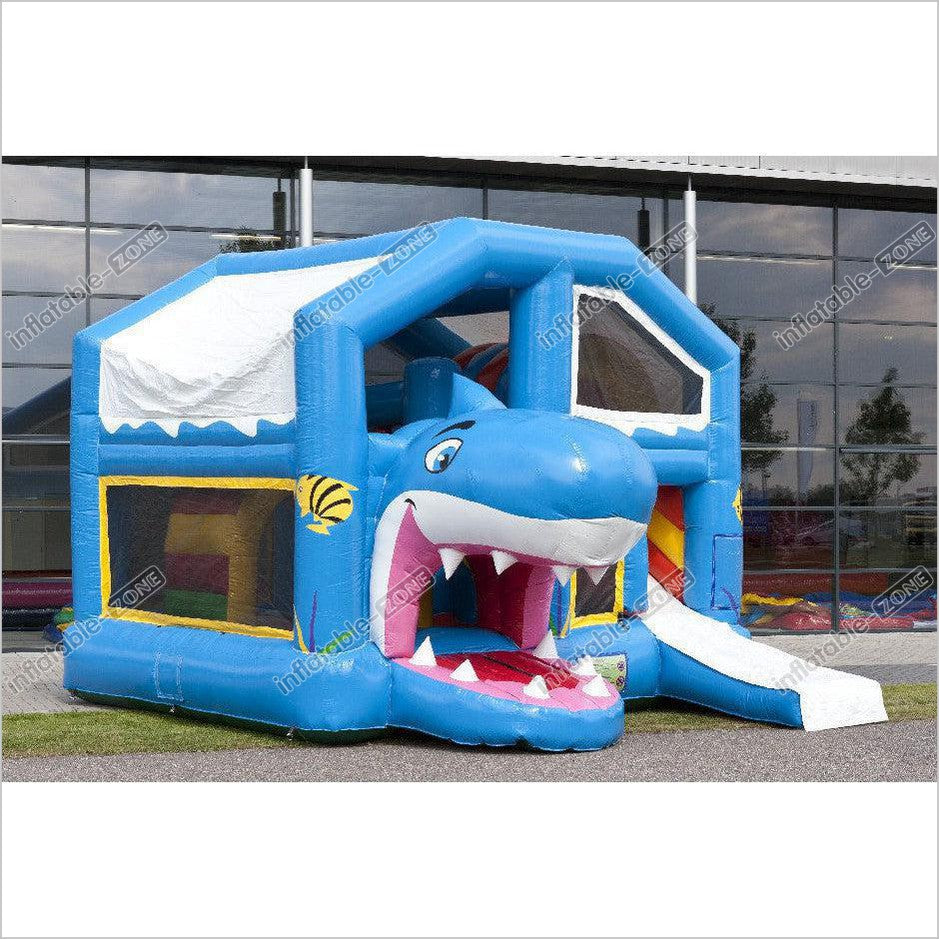 Blue Bounce House Shark Inflatable Jumping Castle Best Commercial Slides Combo Bouncing For Fun - Inflatable-Zone