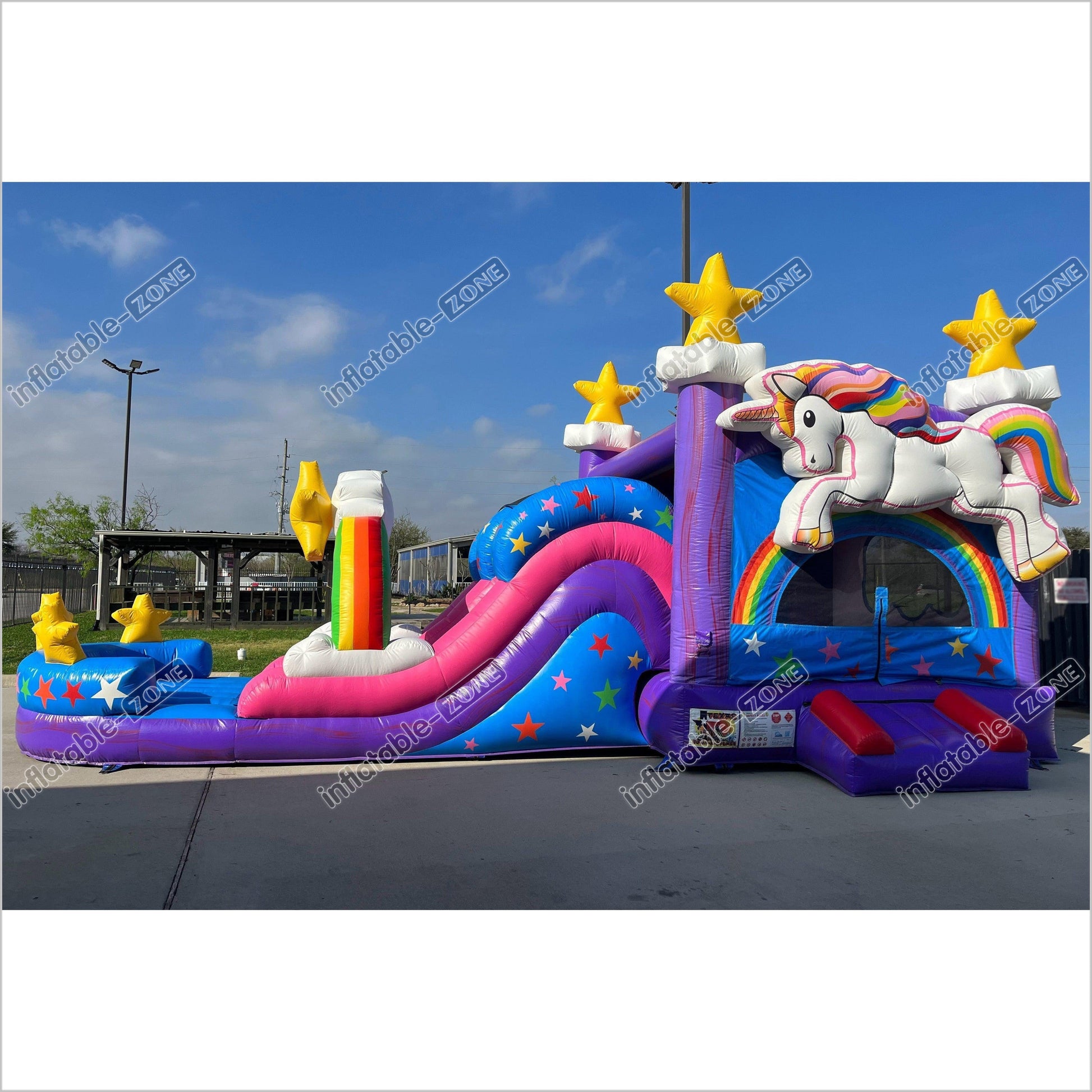Unicorn Combo Club Bounce House Slide Play Yard Inflatable Bouncer Blow Up Castle - Inflatable-Zone