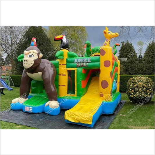 Outdoor Bouncy Castle Combo Jungle Jump Large Inflatables Safari Bounce House With Slide - Inflatable-Zone