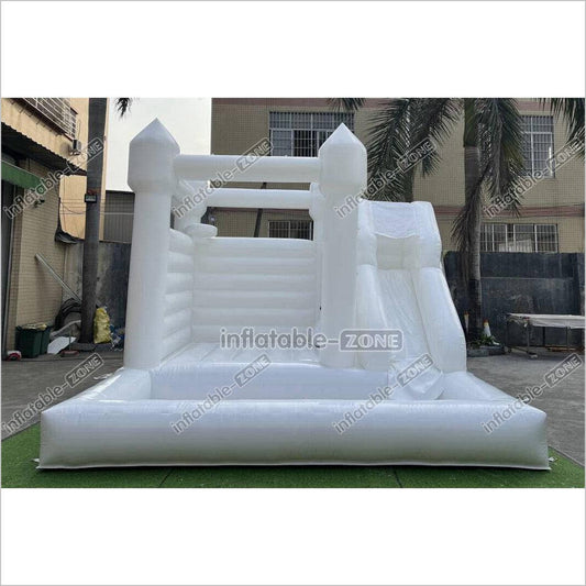 Backyard Bounce House Party Slide Combo Inflatable Bouncer White Wedding Bouncy Castle With Ball Pit - Inflatable-Zone