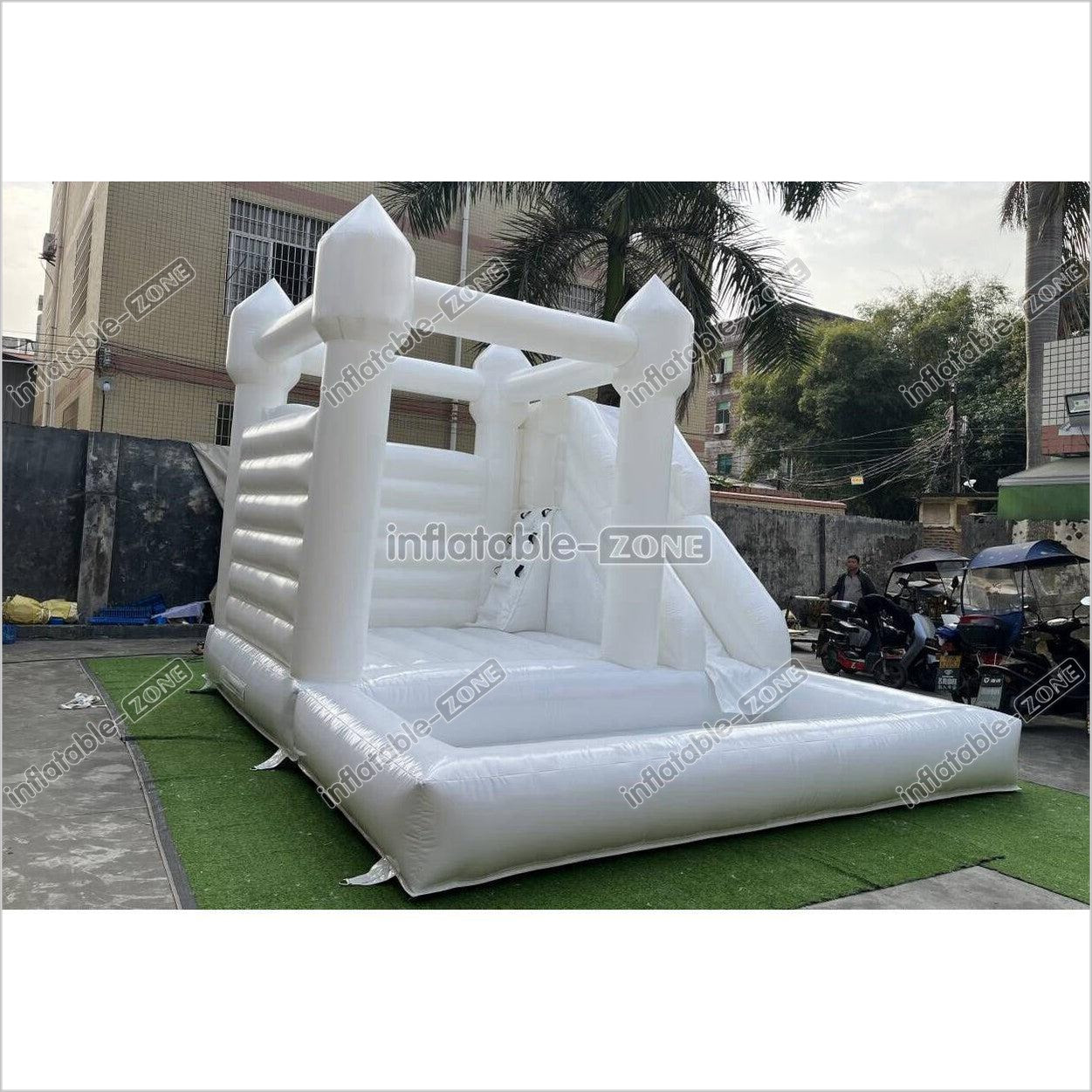 Backyard Bounce House Party Slide Combo Inflatable Bouncer White Wedding Bouncy Castle With Ball Pit - Inflatable-Zone
