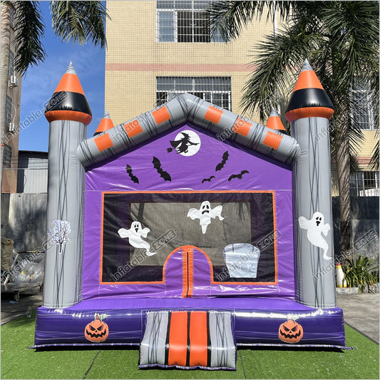 Halloween Pumpkin And Ghost Backyard Jumping Castle Childrens Soft Play Hire Inflatable Bounce House For Sale - Inflatable-Zone