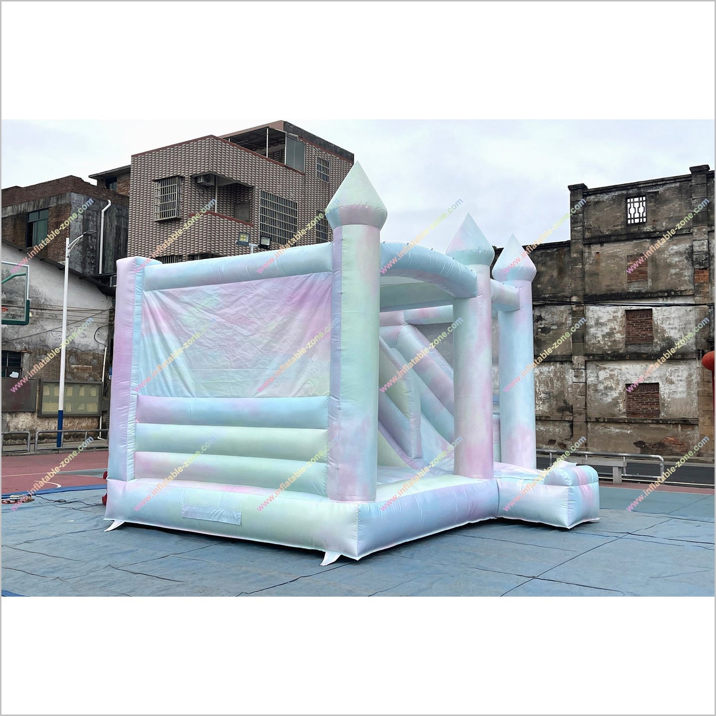 Best Tie Dye Combo Inflatable Big Slide Bounce House Outdoor Soft Play Equipment Bouncy Castle Slide For Sale