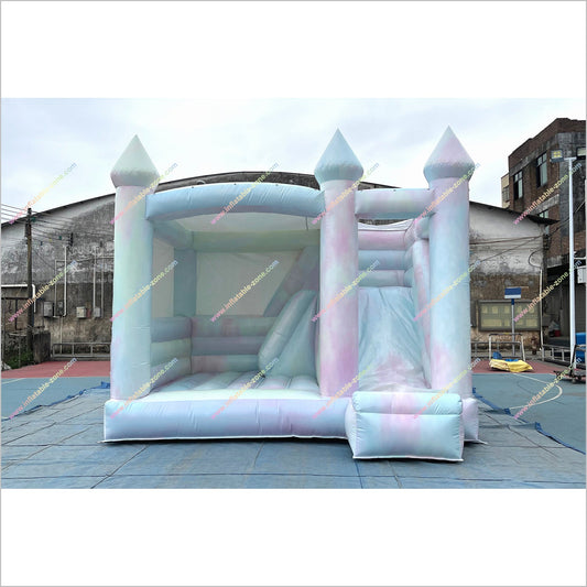 Best Tie Dye Combo Inflatable Big Slide Bounce House Outdoor Soft Play Equipment Bouncy Castle Slide For Sale