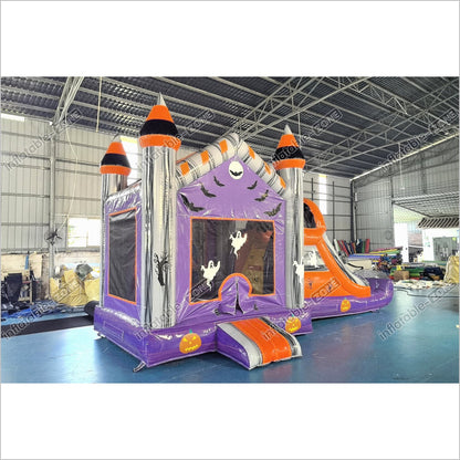 Bounce House Halloween Happy Hop Inflatable Slide Ghost On Pumpkin Bouncy Castle Slide Combo For Sale - Inflatable-Zone