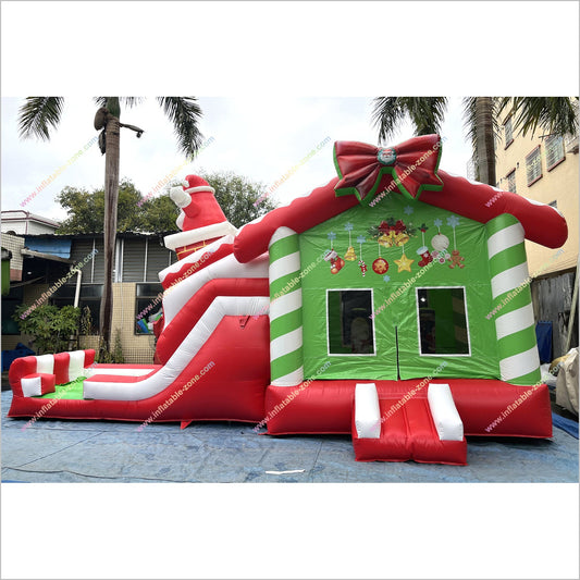 Outdoor Santa Claus Bounce House Slide Rentals Christmas Combo Inflatables Bouncy Castle And Slide For Sale - Inflatable-Zone