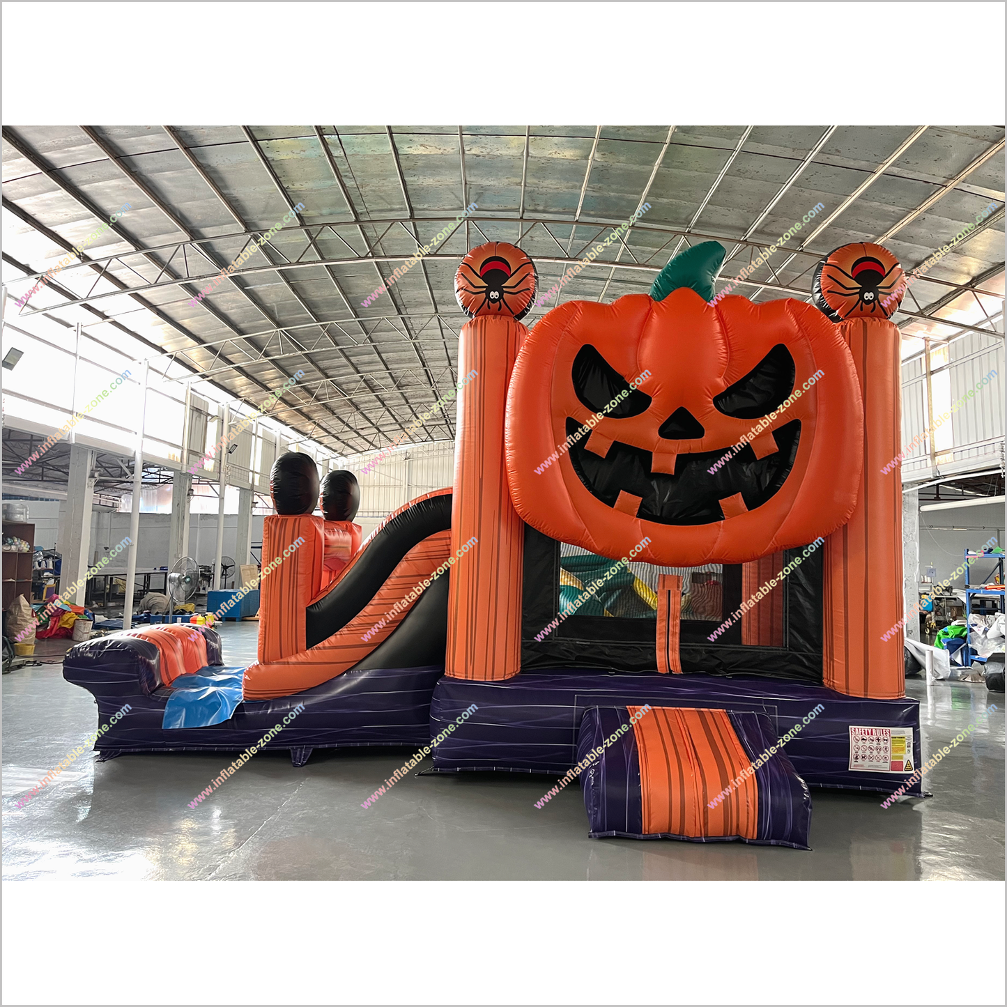 Halloween Themed Pumpkin Inflatable Jumping Castle Slide Combo Giant Inflatable Jack O Lantern Bounce House With Slide Indoor