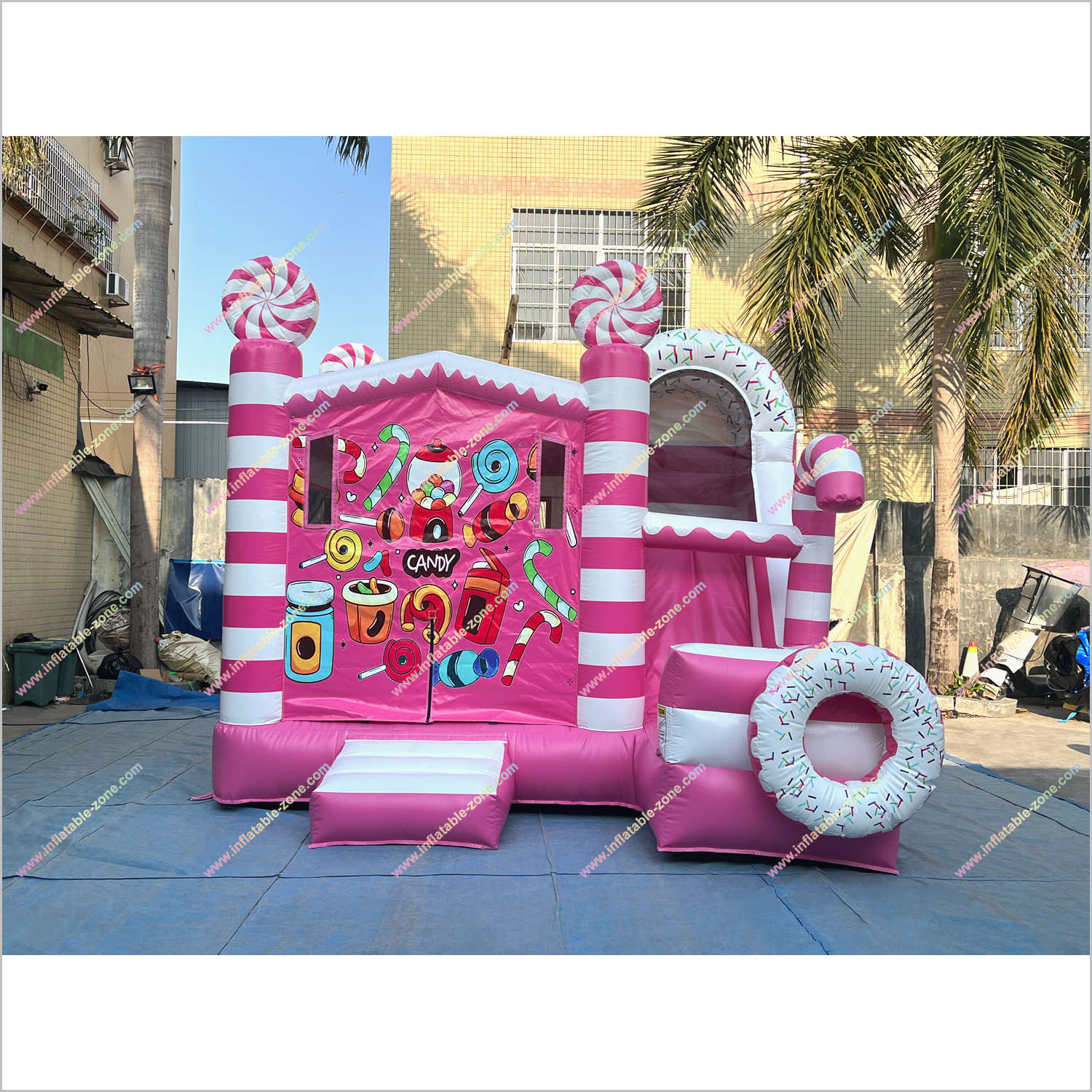 Candy Inflatable Best Bounce House With Slide Sweet Treat Donut Combo Slide Bouncy Castle Hire Near Me - Inflatable-Zone