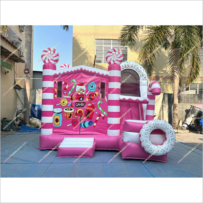 Candy Inflatable Best Bounce House With Slide Sweet Treat Donut Combo Slide Bouncy Castle Hire Near Me - Inflatable-Zone