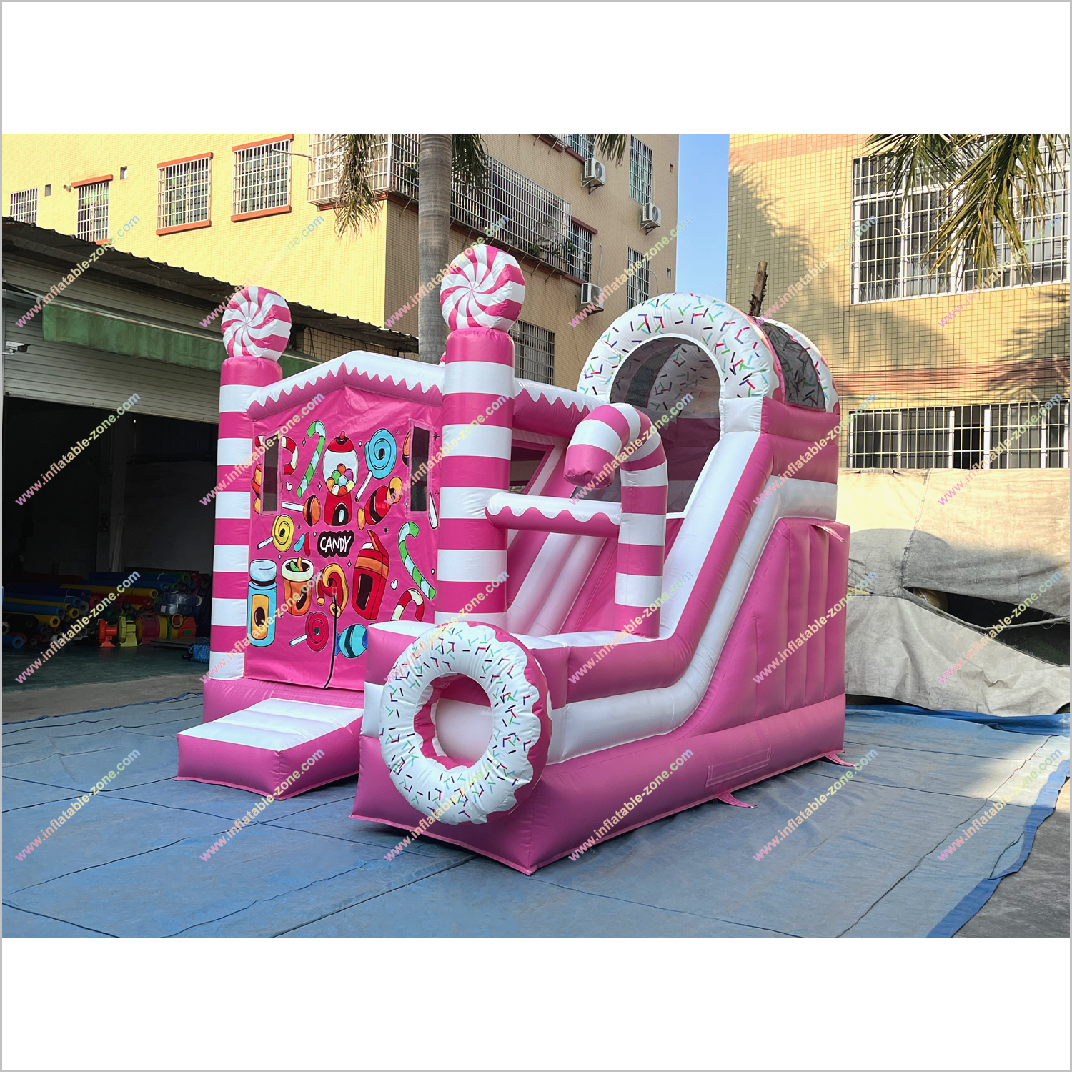 Candy Inflatable Best Bounce House With Slide Sweet Treat Donut Combo Slide Bouncy Castle Hire Near Me - Inflatable-Zone