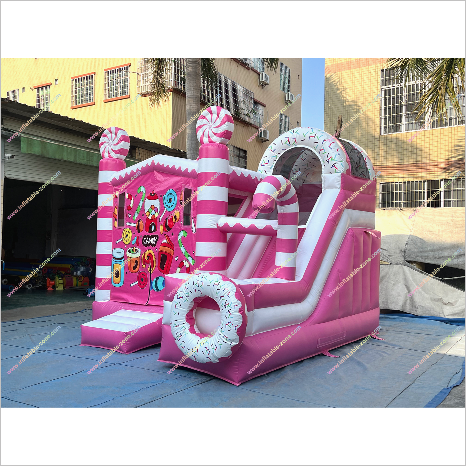 Candy Inflatable Best Bounce House With Slide Sweet Treat Donut Combo Slide Bouncy Castle Hire Near Me - Inflatable-Zone